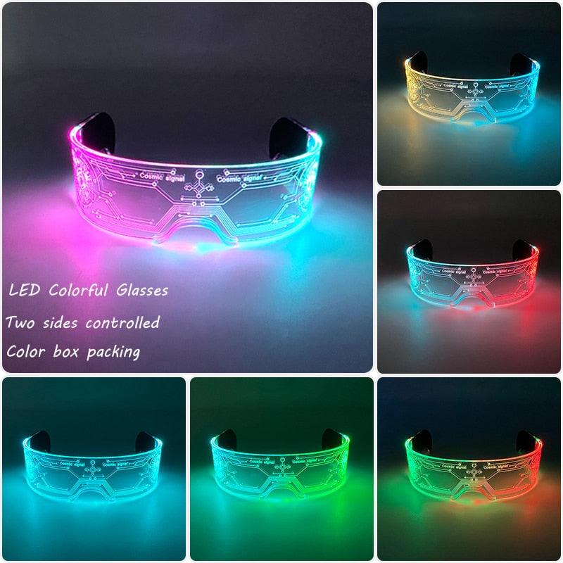 Fashion Luminous Decorative Glasses Neon Party Decoration LED Sunglasses For Nightclub DJ Dance Music Festival Rave