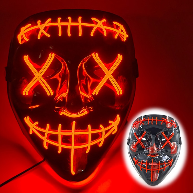 Halloween Luminous Neon Mask Led Mask Masque Masquerade Party Mask Glow In The Dark Purge Masks Cosplay Costume Supplies