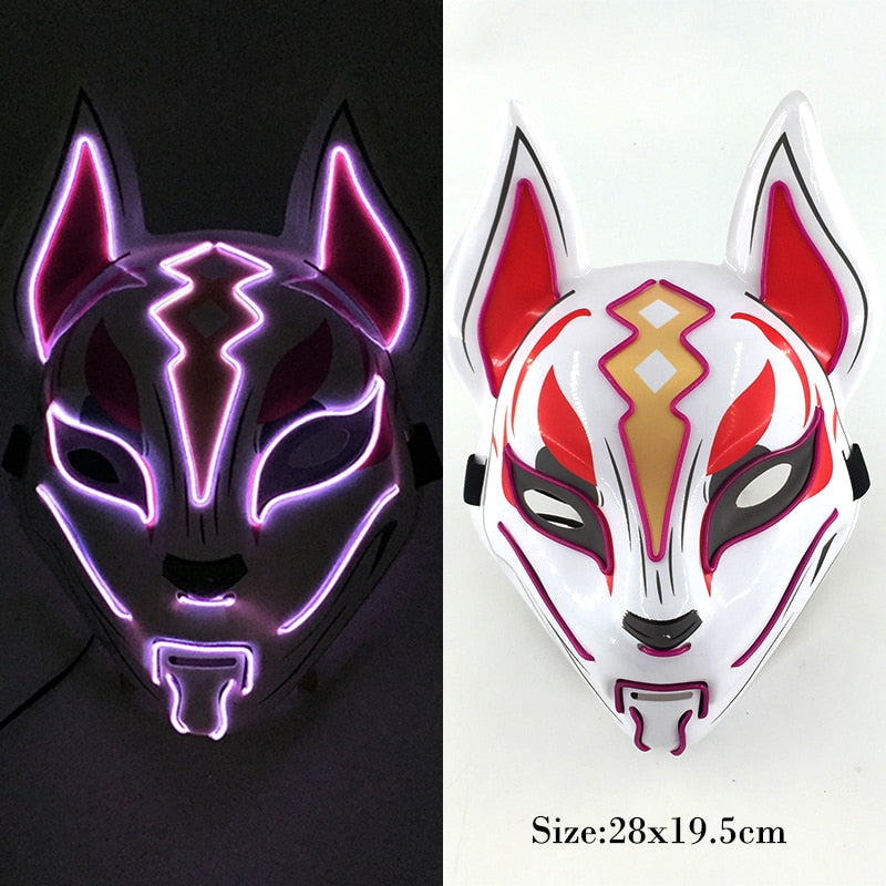 New Arrival LED Luminous Cosplay Anime Mask Neon Light Up Fox Mask Halloween Party Mask Carnival Party Led Mask