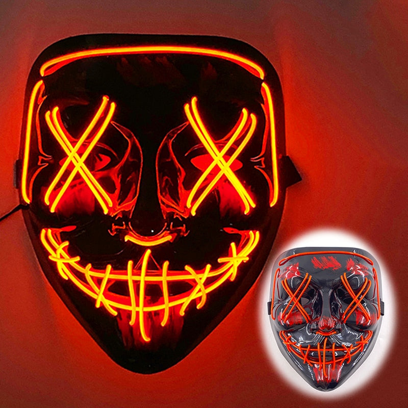 Halloween Luminous Neon Mask Led Mask Masque Masquerade Party Mask Glow In The Dark Purge Masks Cosplay Costume Supplies