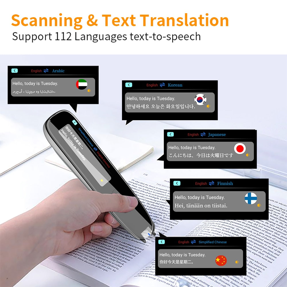 Scan Reader Pen X2/X3 Translatorand Reading Pen for Dyslexia Autismo Smart Voice Scan Translator Pen Traduzione in 112 lingue