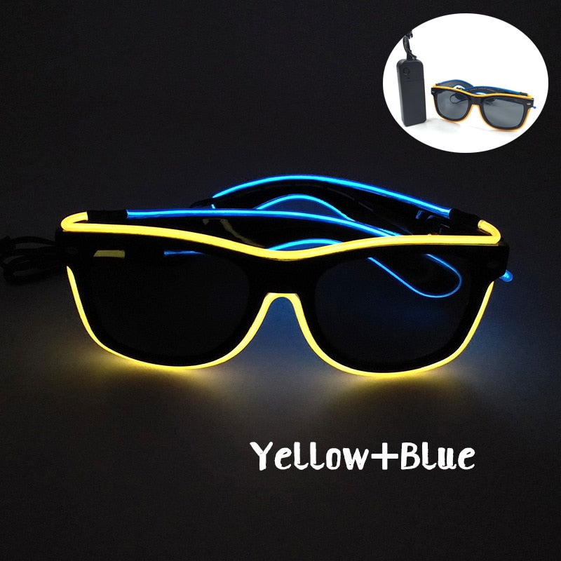 Fashion Luminous Decorative Glasses Neon Party Decoration LED Sunglasses For Nightclub DJ Dance Music Festival Rave