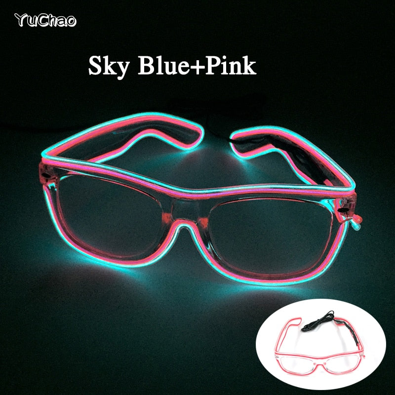 Fashion Luminous Decorative Glasses Neon Party Decoration LED Sunglasses For Nightclub DJ Dance Music Festival Rave