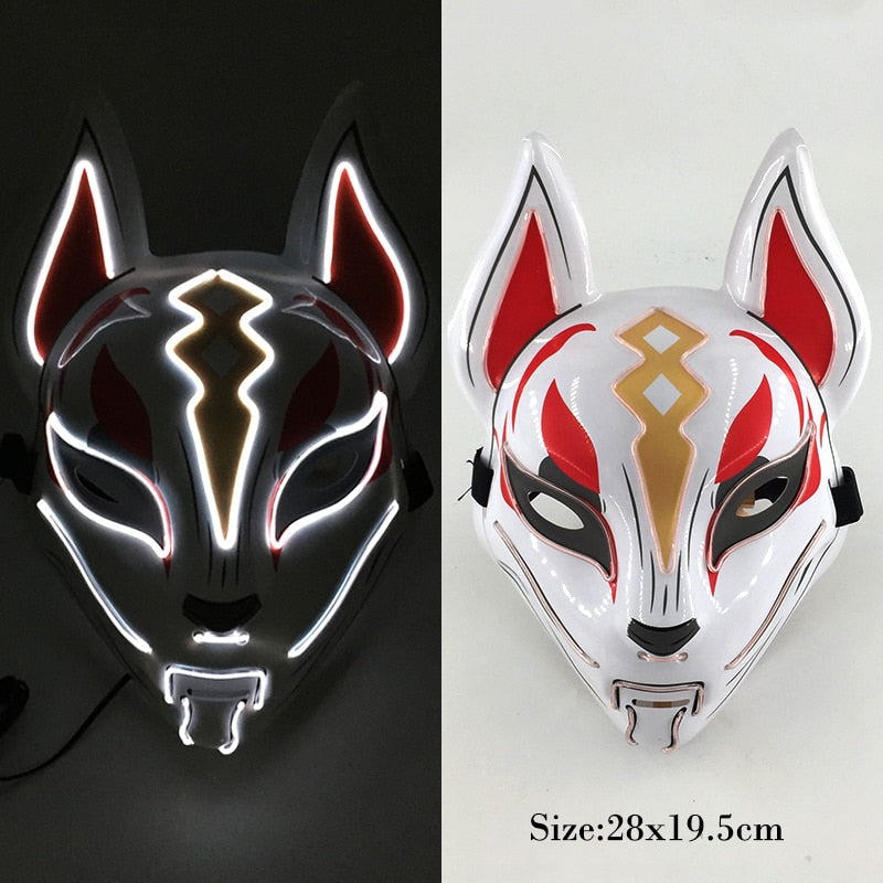 New Arrival LED Luminous Cosplay Anime Mask Neon Light Up Fox Mask Halloween Party Mask Carnival Party Led Mask