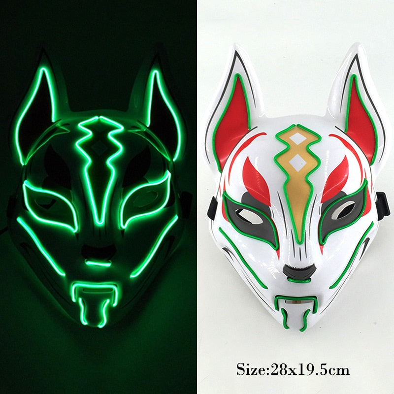 New Arrival LED Luminous Cosplay Anime Mask Neon Light Up Fox Mask Halloween Party Mask Carnival Party Led Mask