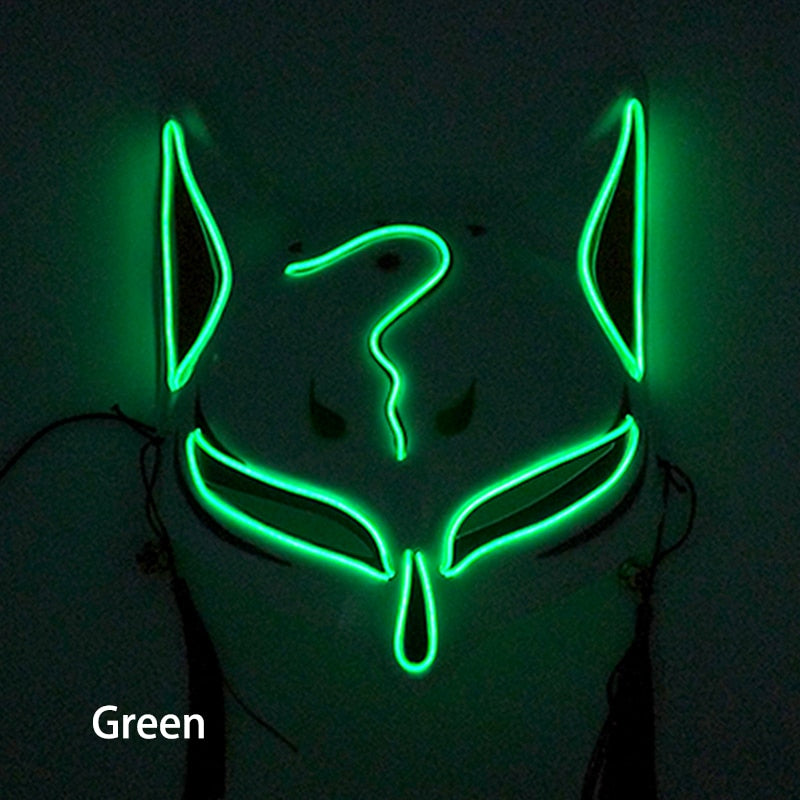 New Arrival LED Luminous Cosplay Anime Mask Neon Light Up Fox Mask Halloween Party Mask Carnival Party Led Mask