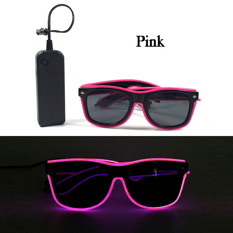 Fashion Luminous Decorative Glasses Neon Party Decoration LED Sunglasses For Nightclub DJ Dance Music Festival Rave