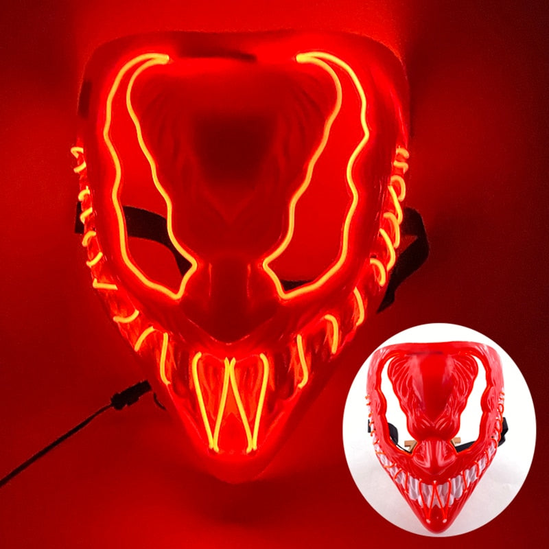 Cosplay Film Venom  Accessories Prop Glowing Horror LED Party Mask Flashing In the Dark Night For Halloween