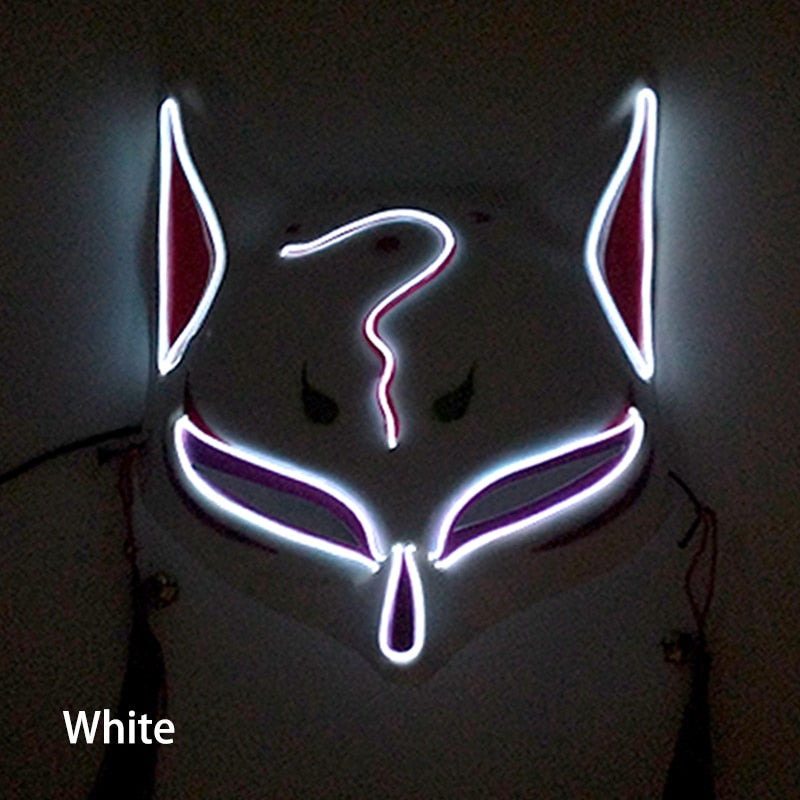 New Arrival LED Luminous Cosplay Anime Mask Neon Light Up Fox Mask Halloween Party Mask Carnival Party Led Mask