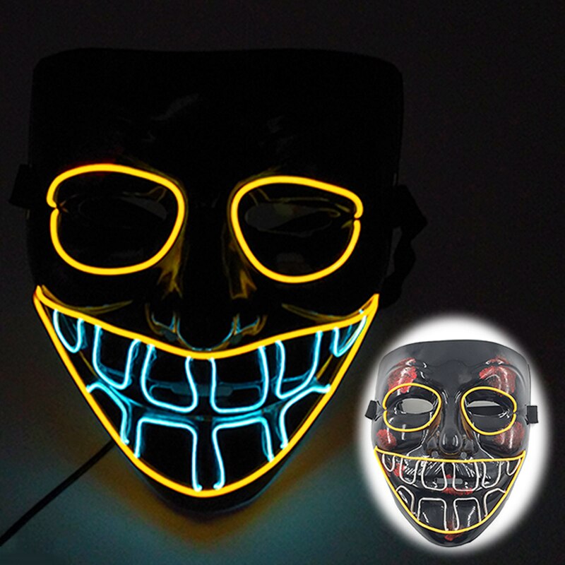 Halloween Luminous Neon Mask Led Mask Masque Masquerade Party Mask Glow In The Dark Purge Masks Cosplay Costume Supplies