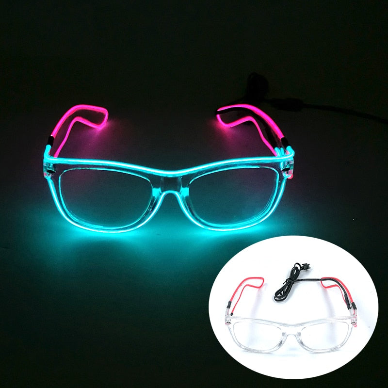 Fashion Luminous Decorative Glasses Neon Party Decoration LED Sunglasses For Nightclub DJ Dance Music Festival Rave