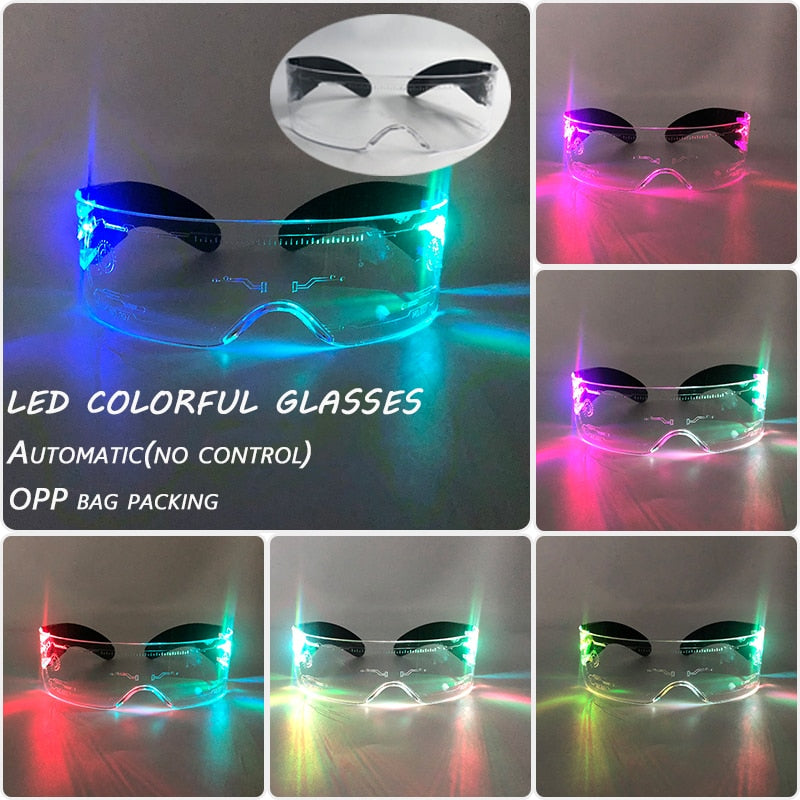 Fashion Luminous Decorative Glasses Neon Party Decoration LED Sunglasses For Nightclub DJ Dance Music Festival Rave