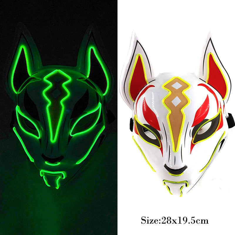 New Arrival LED Luminous Cosplay Anime Mask Neon Light Up Fox Mask Halloween Party Mask Carnival Party Led Mask