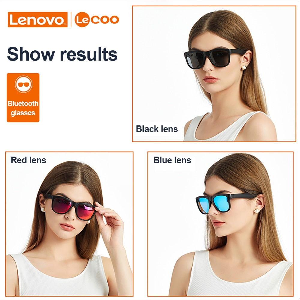 Lenovo Lecoo C8 Smart Glasses Headset Wireless Bluetooth Sunglasses Outdoor Sport earphone Calling Music Anti-Blue Eyeglasses