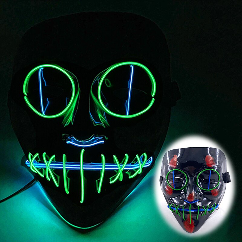 Halloween Luminous Neon Mask Led Mask Masque Masquerade Party Mask Glow In The Dark Purge Masks Cosplay Costume Supplies