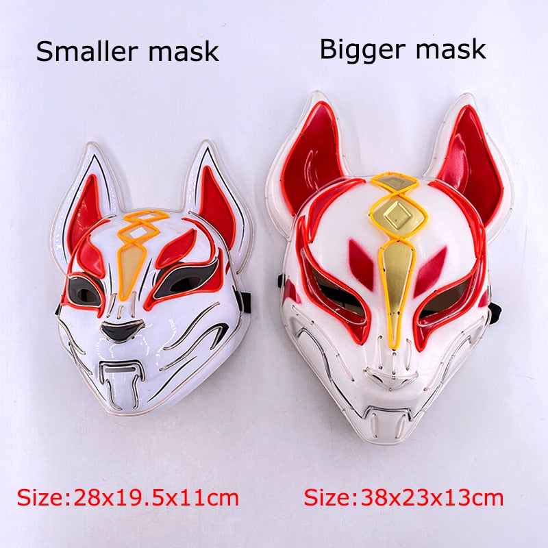 New Arrival LED Luminous Cosplay Anime Mask Neon Light Up Fox Mask Halloween Party Mask Carnival Party Led Mask