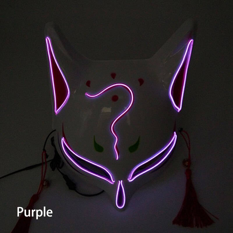 New Arrival LED Luminous Cosplay Anime Mask Neon Light Up Fox Mask Halloween Party Mask Carnival Party Led Mask