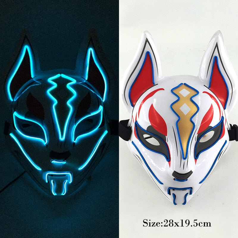 New Arrival LED Luminous Cosplay Anime Mask Neon Light Up Fox Mask Halloween Party Mask Carnival Party Led Mask