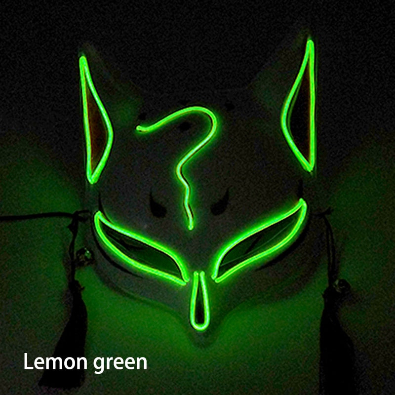 New Arrival LED Luminous Cosplay Anime Mask Neon Light Up Fox Mask Halloween Party Mask Carnival Party Led Mask