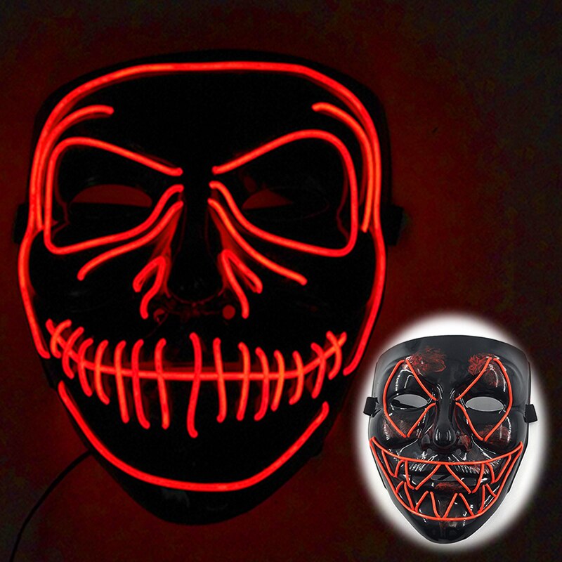 Halloween Luminous Neon Mask Led Mask Masque Masquerade Party Mask Glow In The Dark Purge Masks Cosplay Costume Supplies