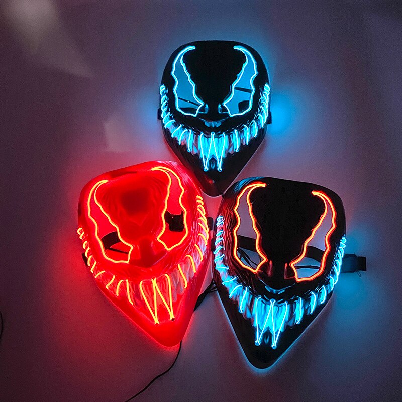 Cosplay Film Venom  Accessories Prop Glowing Horror LED Party Mask Flashing In the Dark Night For Halloween