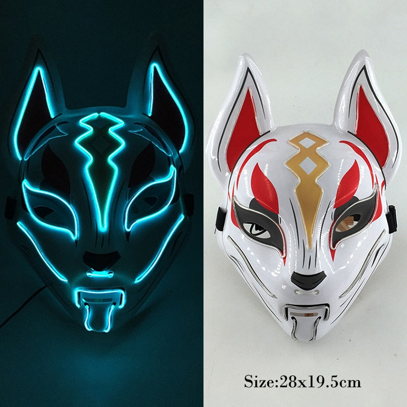 New Arrival LED Luminous Cosplay Anime Mask Neon Light Up Fox Mask Halloween Party Mask Carnival Party Led Mask