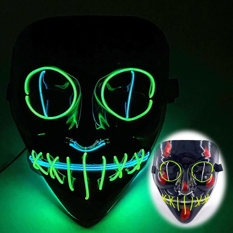 Halloween Luminous Neon Mask Led Mask Masque Masquerade Party Mask Glow In The Dark Purge Masks Cosplay Costume Supplies