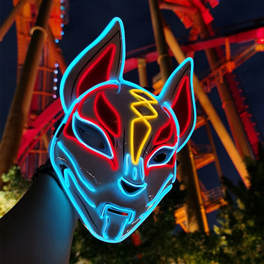 New Arrival LED Luminous Cosplay Anime Mask Neon Light Up Fox Mask Halloween Party Mask Carnival Party Led Mask