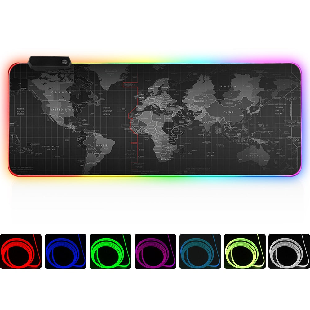 Large RGB Gaming Mouse Pad Gamer LED Light Locking Edge Big Deskmat Keyboard Natural Rubber Mousepad for Warcraft CS Dota