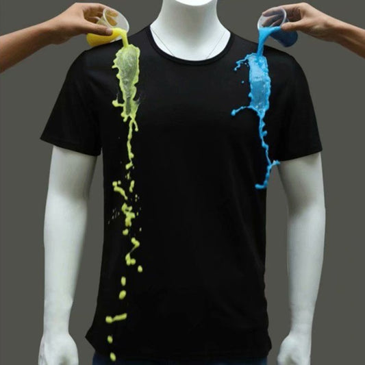 New Tshirt Anti-fouling Waterproof Tshirt For Men Short-Sleeved Outdoor Sports Technology Pure Color Breathable Quick-Dry