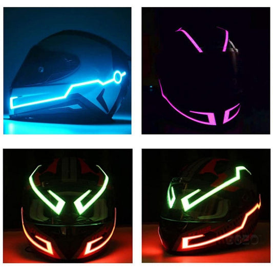 A Pair Helmet Motorcycle Light Riding Signal EL Strip Flashing Durable Kit Bar DIY Helmet Led Strip Reflector Cold Light Film